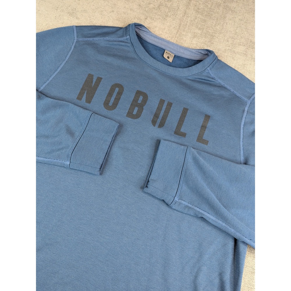 NOBULL Sweatshirt Mens L Blue Fleece Logo Training Crewneck Activewear Gym
